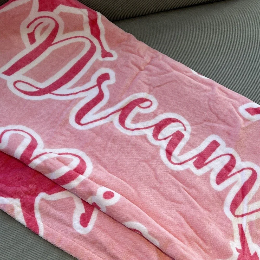 LIMITED TOO Pink Unicorn Beach Towel Girls Cotton Dream Big Graphic Text New